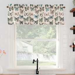 "No. 918 Magdalena Crushed Sheer Voile Rod Pocket Kitchen Curtain Valance, 56"" x 14"", Blue"