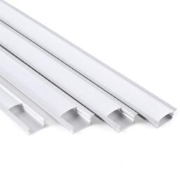 JANDEI – 4 x 1 Meter Aluminum Profile for recessing LED Strip, Diffuser for LED Light with Rounded Translucent Cover, Complete kit for Installation (Includes end caps)