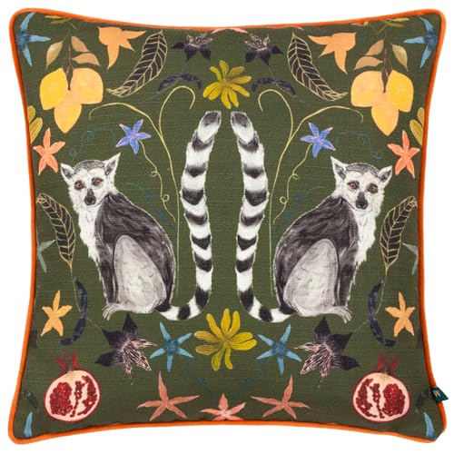 furn. Wylder Tropics Lemurs Tropical Piped Feather Filled Cushion