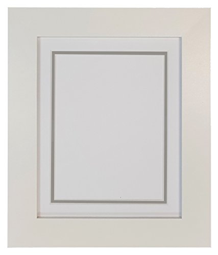 Metro White Photo Picture Poster Frame with White on Dark Grey Double Mount 6 x 4 for Image Size 4 x 3 inch