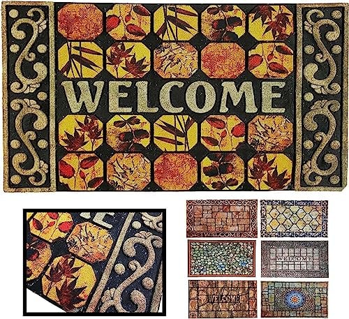 LUCA HOME - Entrance Doormat with Rubber Flocked Texas, 45 x 75 cm, Non-Slip Base Form, Easy Cleaning, Absorbent Padded Doormat for Outdoor and Indoor (Square)