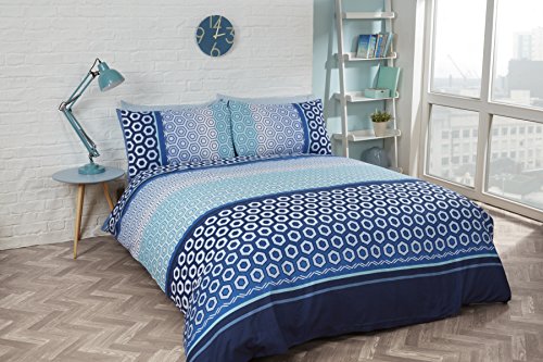 Rapport Home Barbican Duvet Set, SuperKing-Blue, Polyester-Cotton, Super-King
