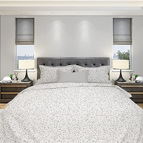 Homemania Mandy Bedding-Double-with Fitted, Sheet, Pillowcase, White, Grey, Cotton, 240 x 280 cm, Full