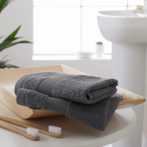 Catherine Lansfield Bathroom Anti-Bacterial Face Cloth Pair Charcoal TW/55660/W/FC2/CHC