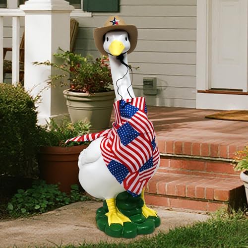 asdfg Porch Goose Statue Outfit Set - 20??? Big Goose Garden Lawn Decor, Large Duck Sculpture, Resin Cowboy Animal Figurine for Patio/Balcony/Front, Yard Art Lawn Ornaments, Gifts for Women/Mom
