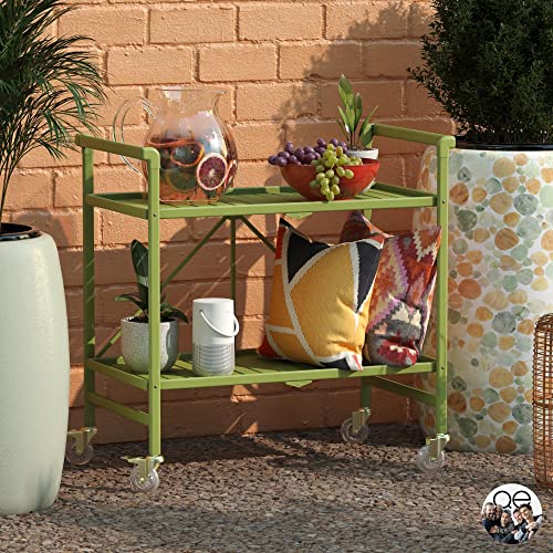 COSCO Cleo Folding Serving Cart In/Out Kiwi Green
