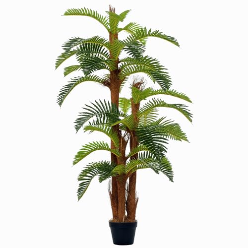 Outsunny 150cm/5FT Artificial Tropical Fern Tree Decorative Plant with Nursery Pot, Fake Plant for Indoor Decor