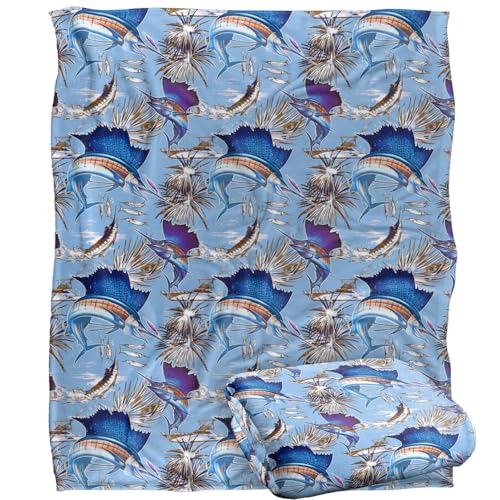 Jq Licensing - Jl-Jp-Jq Sailfish Tiki Fishing Pattern Silky Touch Super Soft Throw Blanket 152 X 127 Cm