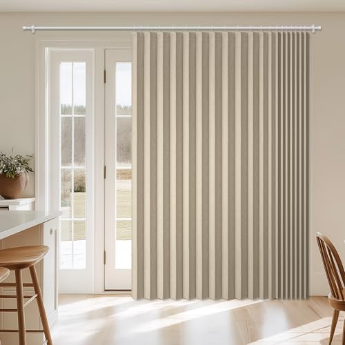 "AJAZZ 100% Blackout Door Curtains Fabric Folding Curtain Accordion Wardrobe Curtain Invisible Suitable for Family, Hotel, Homestay and Other Doorways???Cream Yellow, 98"" W x84 L 1 Panel"