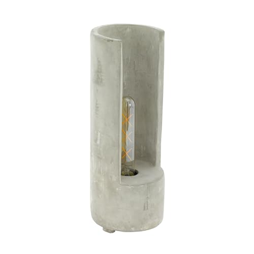 Eglo Table Lamp Lynton, 1-Light Vintage Table Lamp, Industrial, Retro, Grey Concrete Bedside Lamp with Switch, E27 Socket, H 37 cm
