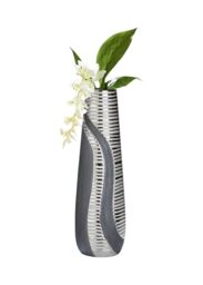 GILDE - Cone Vase Sevilla - Modern Decorative Vases - Flower Vase - Ceramic - Anthracite Silver - Height 49 cm