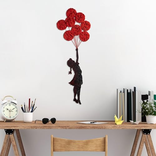 Handmade Decorative Metal Wall Accessory, Red & Black, 100 x 34 cm, 100% Metal, 1.5 mm Thick, Unique Design, Perfect for Home Decor & Art Display