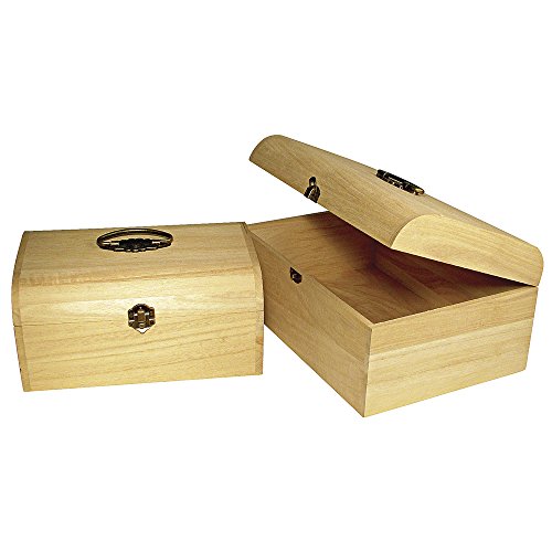 Rayher Wooden Chest with Lid, DIY Wood Keepsake Box for Baby, Wedding and Anniversary, Treasure Chest, natural wood, 24.5x16.5x11.5cm, 6166500