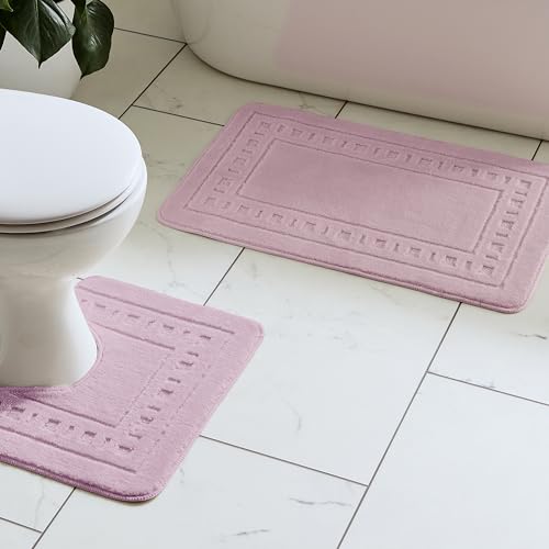 Catherine Lansfield Armoni Bath Mat and Pedestal Set Pink
