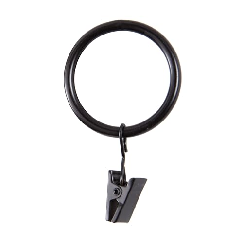 "Kenney Clip Rings for 1"" to 1-1/4"" Diameter Curtain Rods, Set of 14, Black/Brown"
