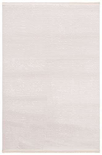 Safavieh Geometric Rug for Living Room Dining Room Bedroom - Whisper Collection Short Pile Ivory 91 x 152 cm