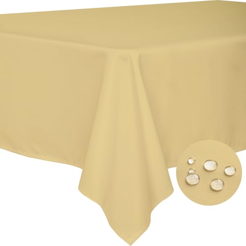 BYDOLL Table Cloth Champagne 60x120 Inch Tablecloth for 6 Foot Rectangle Tables Outdoor Washable Wrinkle Free and Spillproof Polyester Tablecloth for Festival Camping Picnic Party Cover