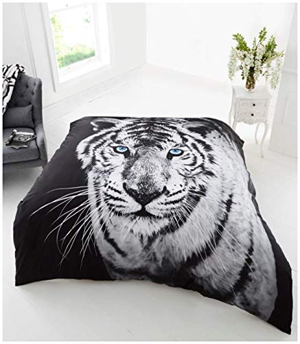 GC GAVENO CAVAILIA Premium 3D Animal Printed White Tiger Wildlife Throw, Soft & Cosy Light Weight Sofa Settee Blanket, Extra Comfort Throwover, Double Size (150 x 200 cm) 422655
