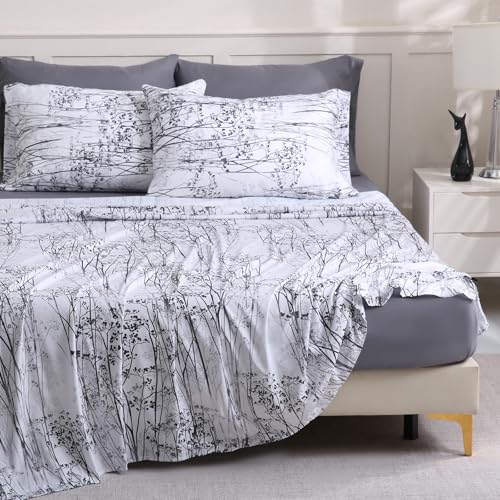 LONAVA King Size Bed Sheet Set - 6-Piece, Includes Solid Fitted Sheet, Solid Pillowcases, OEKOTEX Certified, 100% Brushed Microfiber, Comfortable and Breathable, G24144