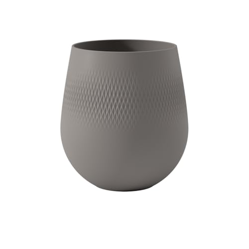 Villeroy & Boch - Manufacture Collier Taupe, Large vase Carré, 23 cm, Premium Porcelain, Taupe