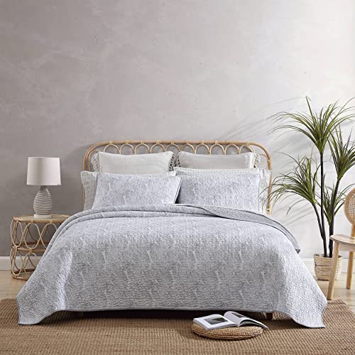 Tommy Bahama - Quilt Set-100, Lightweight & Breathable Bedding, Pre-Washed for Added Softness, Cotton, Grey/White, Queen