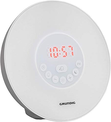 Grundig Radio alarm clock, with sunrise simulation, mood light with different LED colors, alarm clock by natural sounds or radio, snooze function
