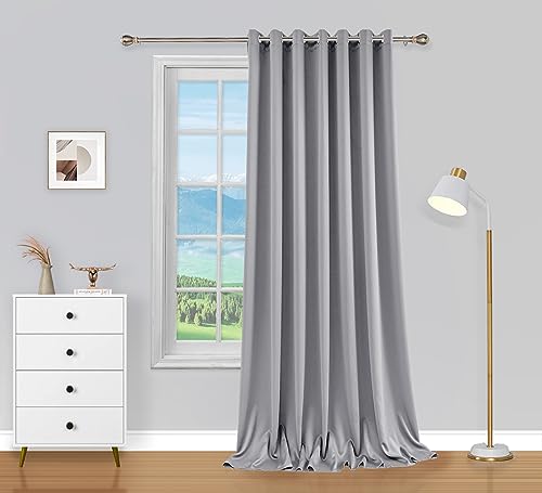 PI Blackout Door Curtains Extra Long,Grommet Privacy Room Divider Sliding Door Curtains Thermal Insulated Window Treatment for Living Room/Bedroom/French Door/GLASSDOOR(Light Grey, W100XL120)