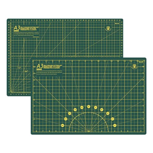 Headley Tools 12 x 18 Inch Self Healing Cutting Mat, Durable Rotary Cutting Mat Double Sided 5-Ply Gridded A3 Cutting Board for Craft, Fabric, Quilting, Sewing, Scrapbooking Project, Green