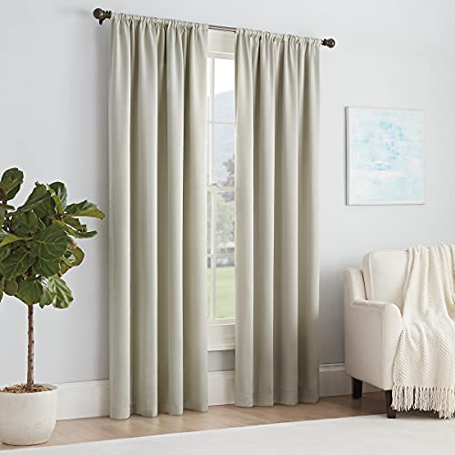 "Eclipse Modern Room Darkening Rod Pocket Window Curtain for Bedroom (1 Panel), Polyester, Stone, 54"" W x 63"" L (Pack of 1)"