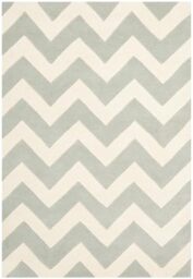 Safavieh Contemporary Indoor Hand Tufted Rectangle Area Rug, Chatham Collection, CHT715, in Grey / Ivory, 122 X 183 cm for Living Room, Bedroom or Any Indoor Space