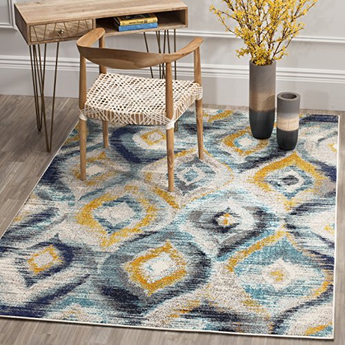 Safavieh Boho Chic Indoor Woven Rectangle Area Rug, Monaco Collection, MNC242, in Blue / Multi, 91 X 152 cm for Living Room, Bedroom or Any Indoor Space