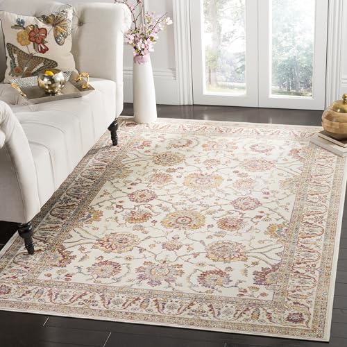 SAFAVIEH Old World Persian Rug for Living Room, Dining Room, Bedroom - Sevilla Collection, Short Pile, in Ivory and Multi, 155 X 231 cm