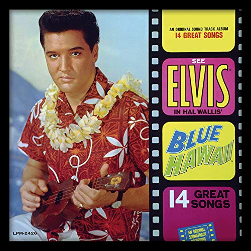 Elvis Presley Blue Hawaii Framed Album Cover Print, Official Licensed Wall Art, 12 Inch Music Memorabilia, Record Sleeve Decor, Collector Gift for Fans