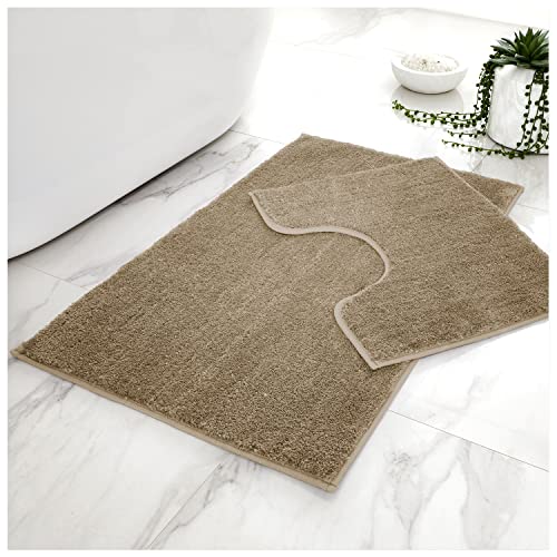 GC GAVENO CAVAILIA Super Soft Shiny Bath Mat Non slip Toilet Set, Luxury And Water Absorbent Bathroom Mat, Natural, Regular, 456797