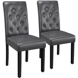 Yaheetech Faux Leather Dining Room Chairs Set of 2 with High Back, Grey