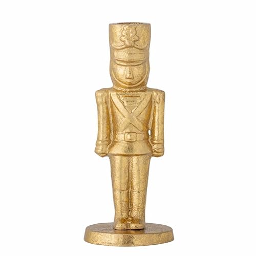Bloomingville Vernon Candle Holder in the Shape of a Nutcracker in Gold Metal Height 18 cm Diameter 7 cm