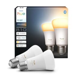 Philips Hue A60 Light Bulbs, E27 Base, 2 Pack - White Ambience, Smart LED, 6W, Full Spectrum Light 1000K-20000K, 810 Lumens, Dimmable, Bluetooth App Control, Smart Home