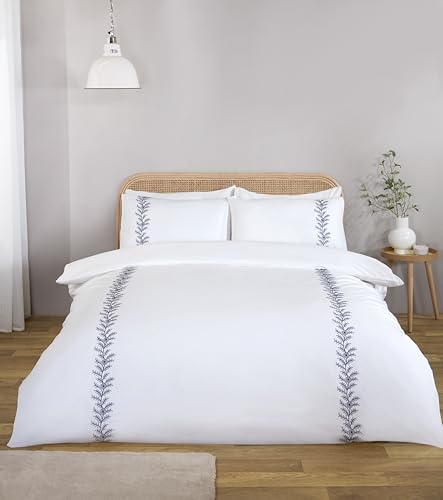 Rapport Home Floral Duvet Cover Set - Embroidered Bedding Quilt Cover - Super King Size