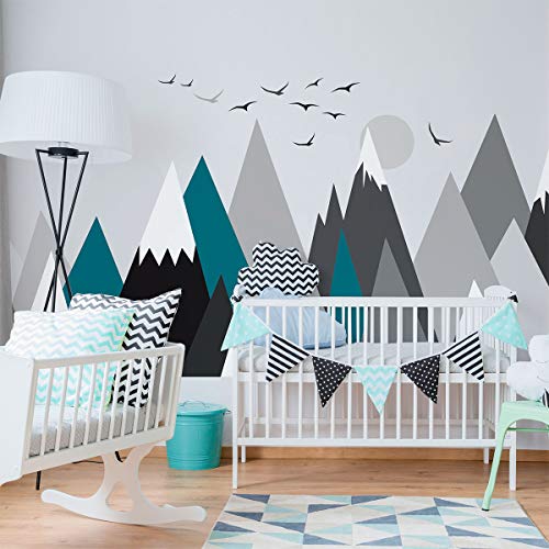 Ambiance Stickers Scandinavian Nordic Mountains Wall Decals, DIY Home Decor, Peel and Stick Removable Stickers, Waterproof and Self Adhesive Wall Art - H60 x L115 CM
