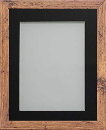 Frame Company Allington Rustic Photo Frame with Black Mount, 12x10 for 10x8 inch, fitted with perspex