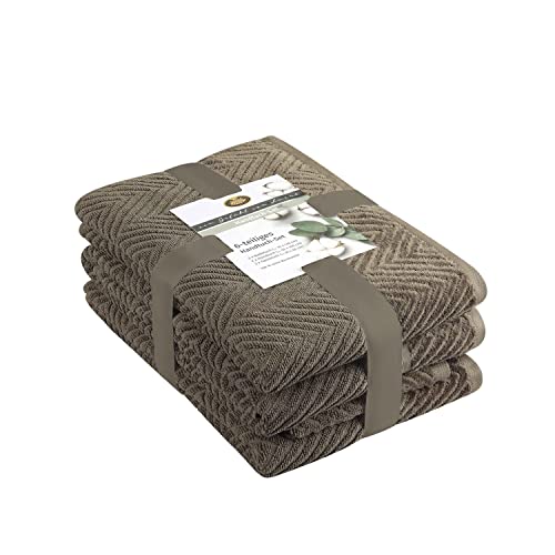 Gözze - Towel Set, 2 Hand Towels (50 x 100 cm), 2 Bath Towels (70 x 140 cm) and 2 Guest Towels (30 x 50 cm), 100% Cotton, 480 g/m² - Chocolate