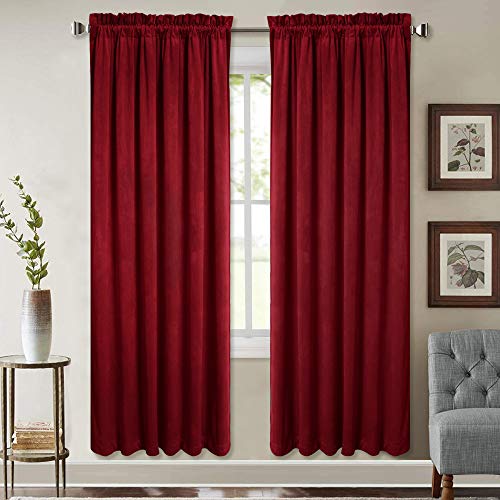 StangH Christmas Decor Red Curtains 72-inch - Super Soft Luxury Velvet Bedroom Room Darkening Drapes Thermal Insulated Curtains for Living Room, W52 x L72-inches, 2 Panels
