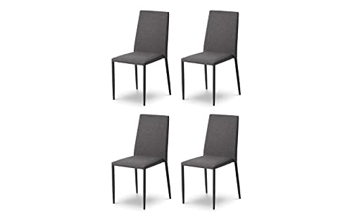 Julian Bowen Jazz Dining Chairs, Set of 4, Grey Fabric - H91 x W43 x D56cm