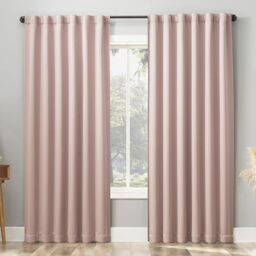 "Sun Zero Belize 2-Pack Magnetic Closure Pleated Look Theater Grade 100% Blackout Back Tab Curtain Panel Pair, 52"" x 63"", Blush"