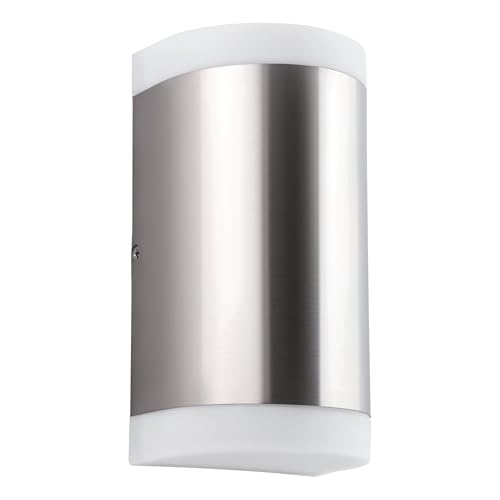 Eglo LED Outdoor wall Light Carpinera, 2 Flame External Porch Lighting, Curved Waterproof Outside lamp Made of Stainless Steel and White Plastic, GU10 Socket, IP44