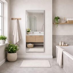 Bathroom Full Length Silver Mirror 150 x 60cm – Large Wall Mounted Aluminium Mirror – Modern Rectangular Portrait or Landscape Mirror