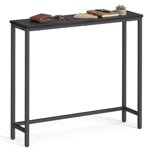 VASAGLE Console Table, Steel and Particleboard Narrow Hallway Table, 80 x 20 x 81.2 cm, Black, for Entryway Living Room and Behind Sofa, Barnet Collection LNT035BA01