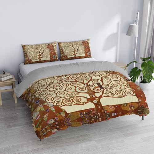 "SD48 ""Dreams of Author"" Double Duvet Cover Set, 100% Cotton, Made in Italy, 250 x 200 cm with Double Flap 50 cm + 2 Pillowcases 50 x 80 cm with Internal Flap, Digital Print"