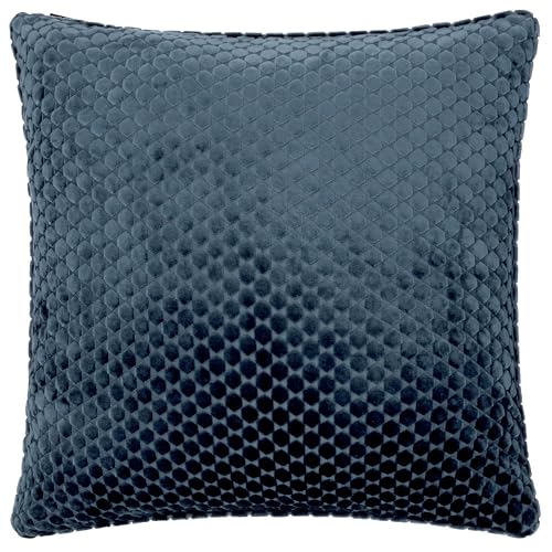 Paoletti Neptune Cushion Cover – Soft Luxury Velvet Geometric Decorative Case (Navy – 50x50cm)