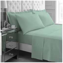 GC GAVENO CAVAILIA Kingsize Bed Sheet Set 4Pieces - 1x Fitted Sheet, 1x Flat Sheet & 2x Pillowcases 50x75 - Lightweight & Easy Care - Fitted Sheet Set Supersoft Polyester Bedding - Sage Green